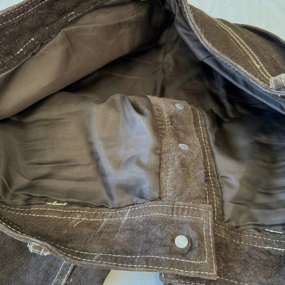 CHARLOTTE RUSSE Suede Leather Flare Leg Pants Women's Size 11/12 Dark Brown - Picture 11 of 14